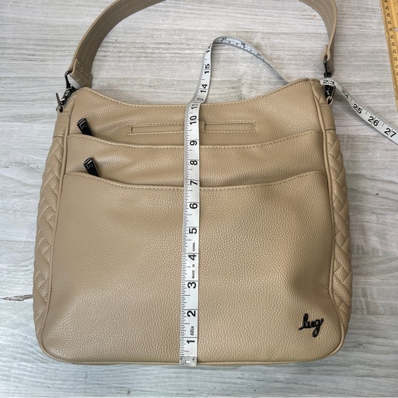 Lug Cable Car Classic Vegan Leather Shoulder Crossbody Messenger RIFD Bag Cream - Picture 13 of 16